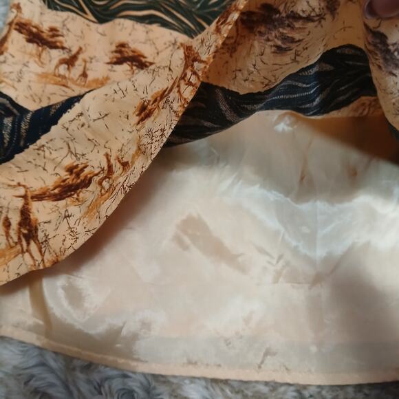 Vintage Intriguing Threads Safari Animal Midi Skirt Giraffe Zebra Lined Size 12 - Picture 8 of 11